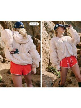 Free People Happy Camper Pullover Jacket Womens M Bleached Clay Athletic Gorpcor